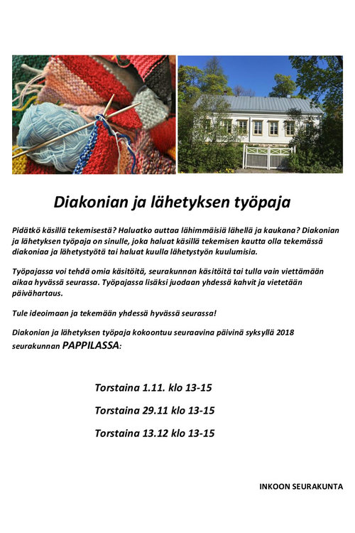 Diakonian ja lähetyksen työpaja Diakonian ja lähetyksen työpaja
