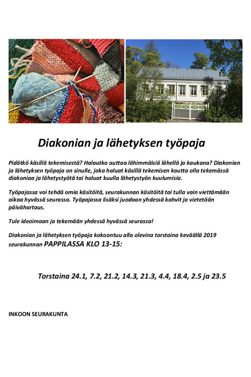 Diakonian ja lähetyksen työpaja Diakonian ja lähetyksen työpaja